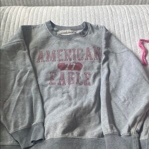 American Eagle Outfitters Gray and Pink Crew Neck Sweater